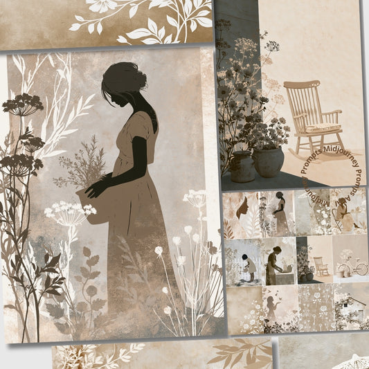 Midjourney V 8.1 Prompts for Minimalist Shabby Chic Garden Pages