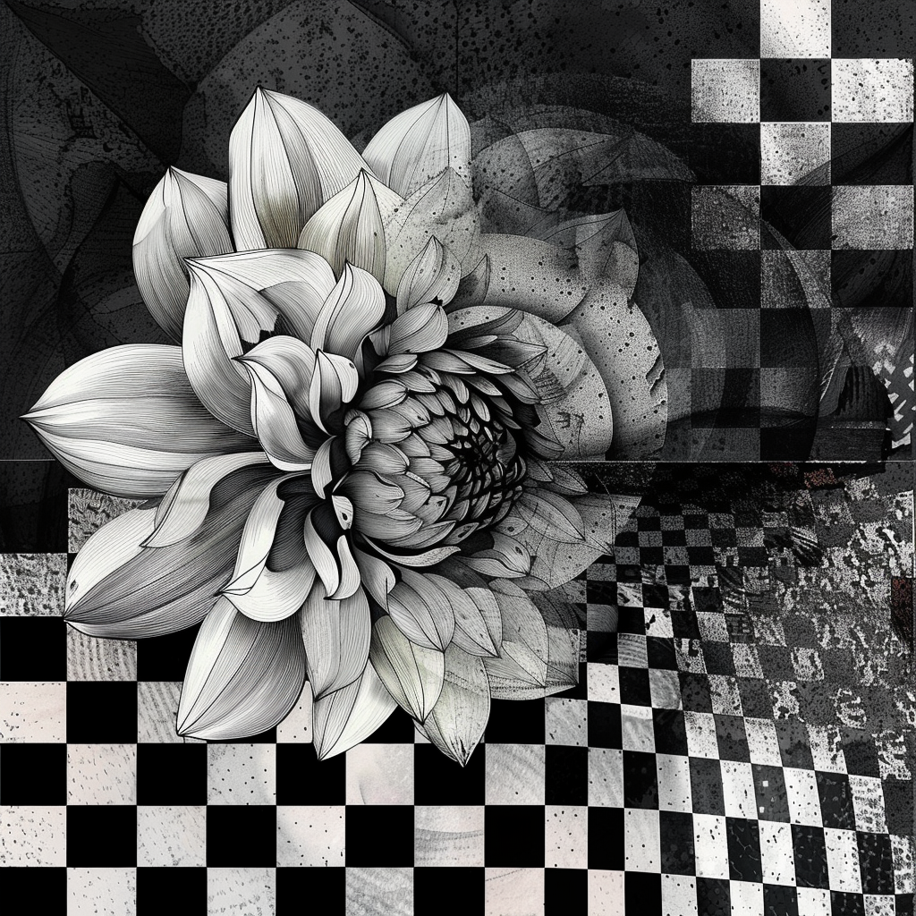 floral bloom Midjourney Prompts For Monochromatic Surrealist Illustrations