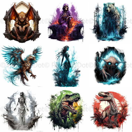 Midjourney Prompt Monster Tshirt Designs Beasts Cliparts