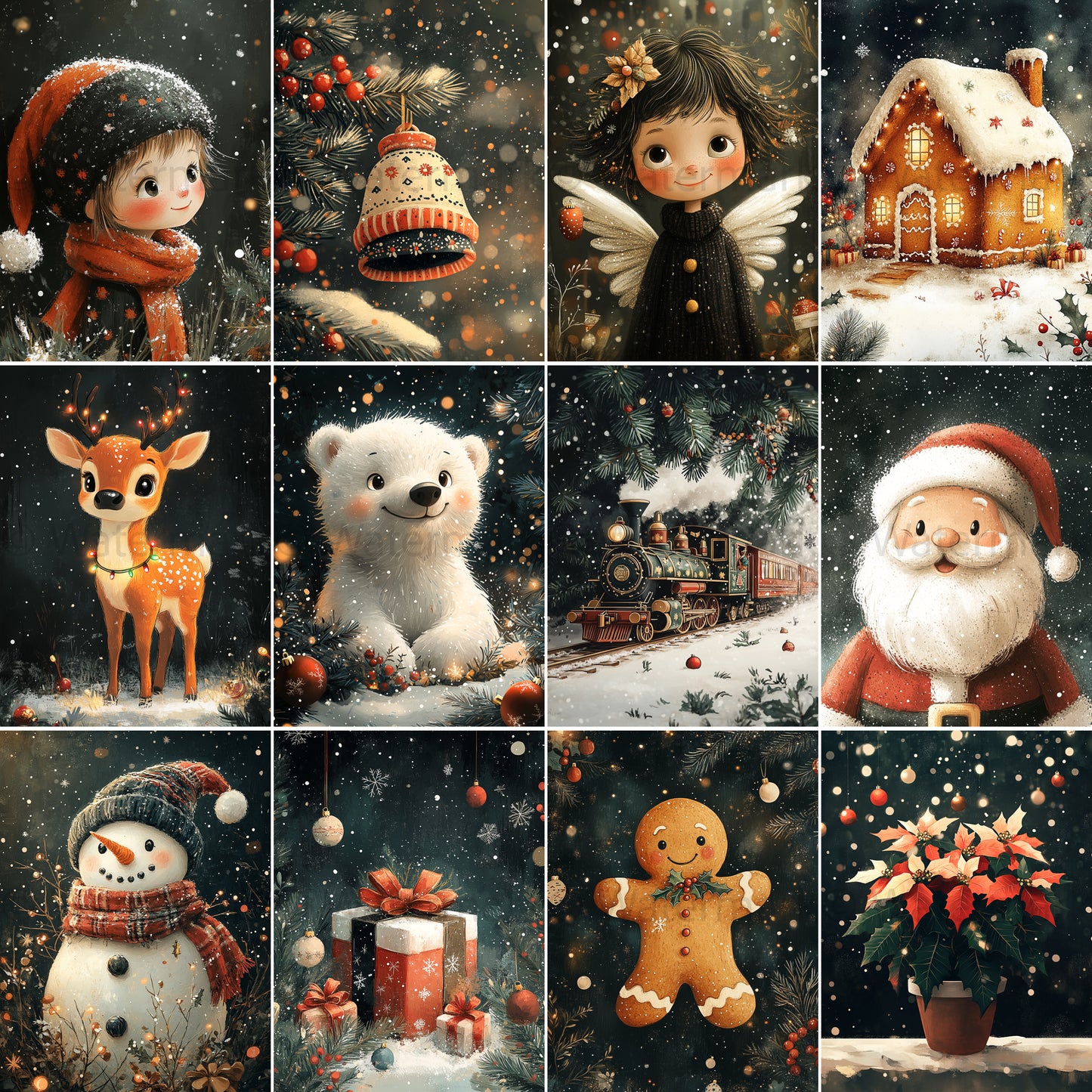 Midjourney Prompts for Dark Moody Christmas Digital Papers