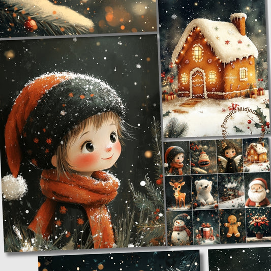 Midjourney Prompts for Dark Moody Christmas Digital Papers