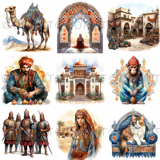 Moroccan Art Watercolors Midjourney Prompt