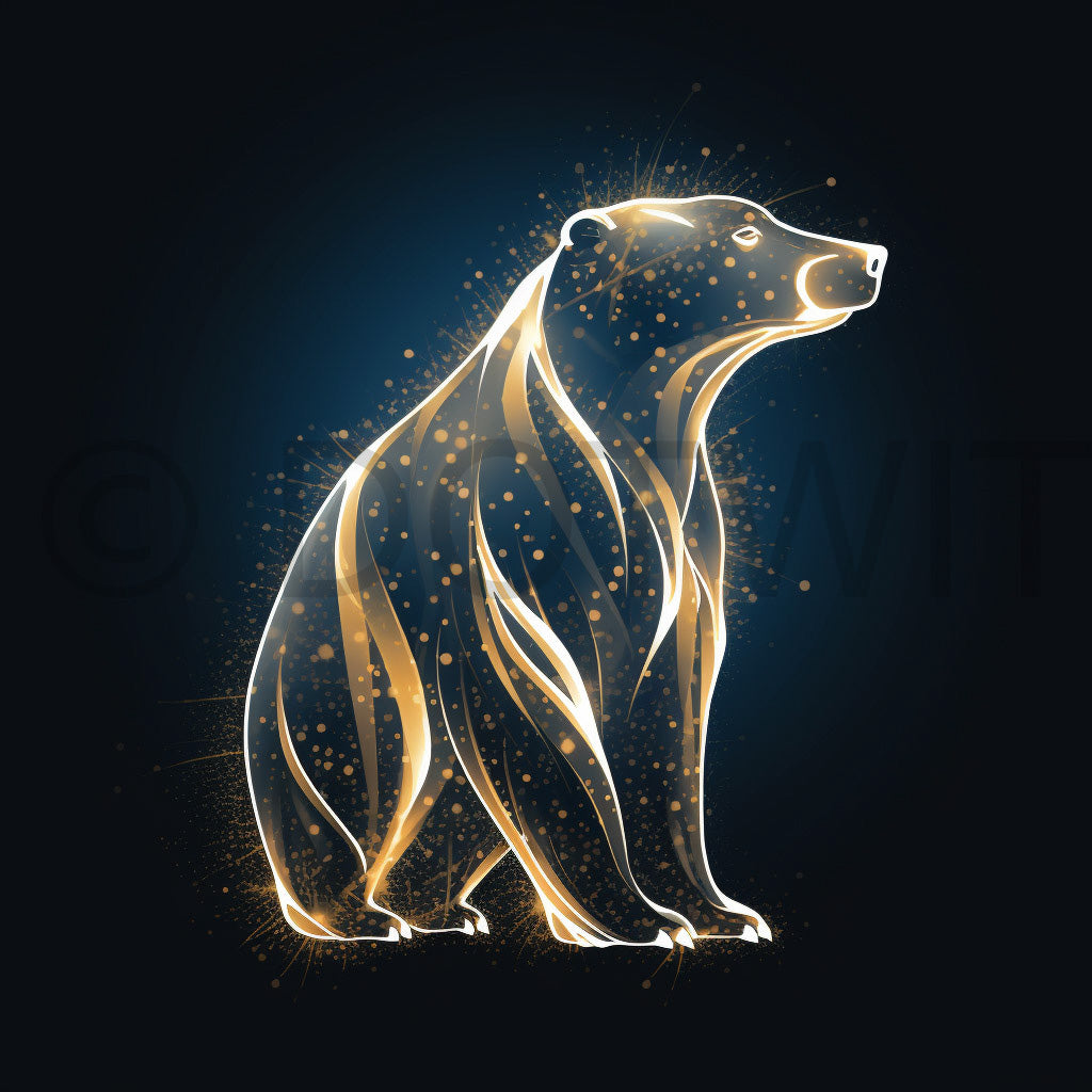 gold bear Mystical Gold Digital Art Golden and Midjourney Promp