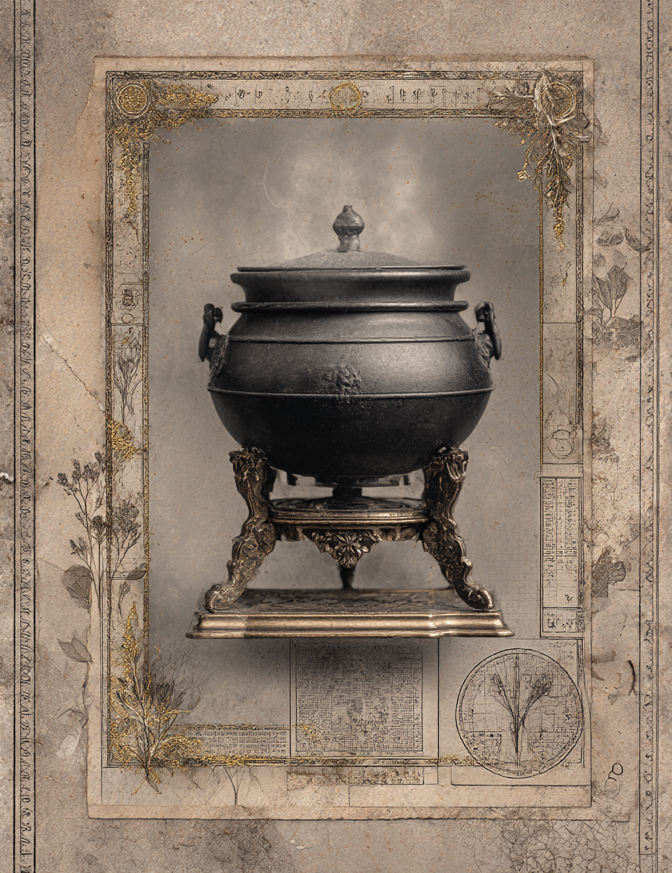 Decorative urn with intricate design on a textured background