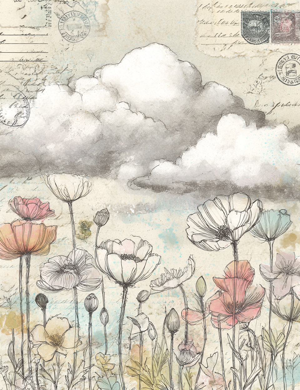 Midjourney V 7 Prompts for Natural Floral Lined Pages