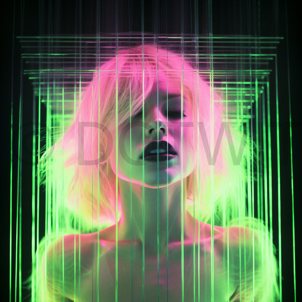 a woman Midjourney Prompt Trippy Neon Art Commercial Use