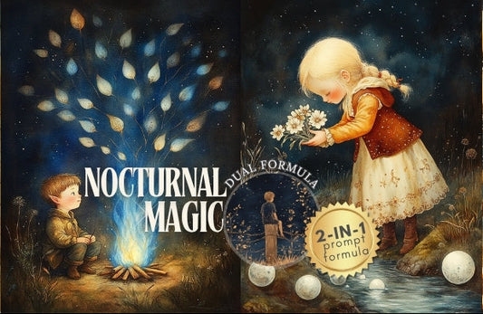 Midjourney V 6.1 Prompts for DUAL Nocturnal Magic Forest