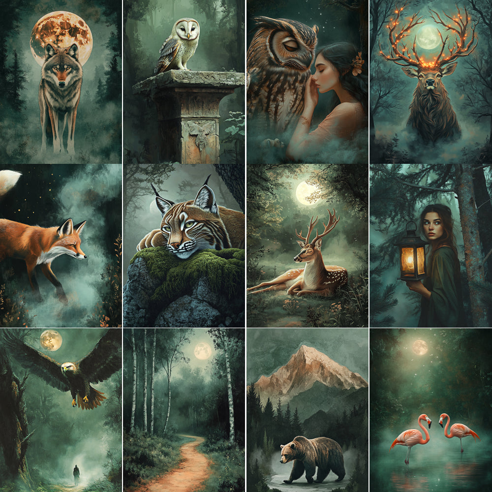 Midjourney V 6.1 Prompts for Nocturnal Spirits Sacred Wildlife Pages