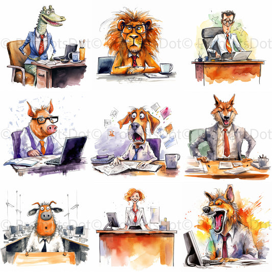 Office Funny Illustrations Midjourney Prompt Commercial Use