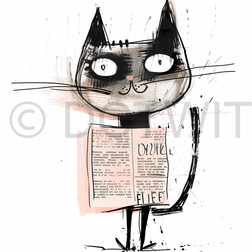 newspaper cat clipart