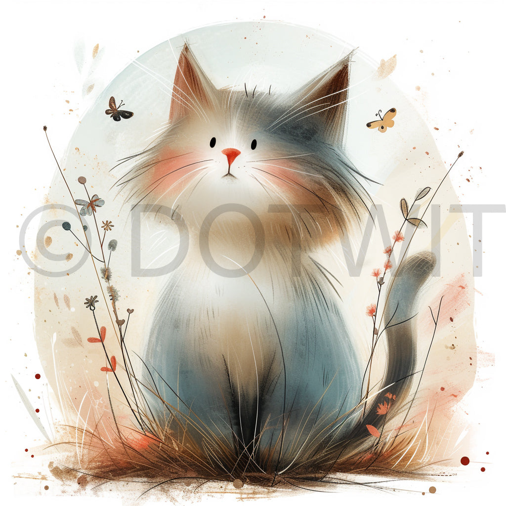 a cat Pastel Watercolor Easter Clipart Midjourney Prompt