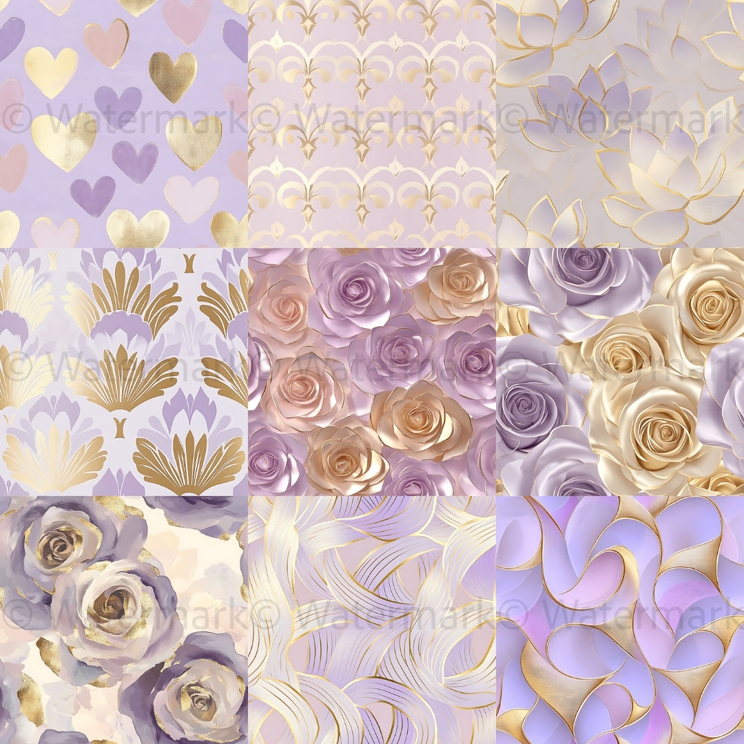 36 Pastel and Gold Digital Seamless Paper