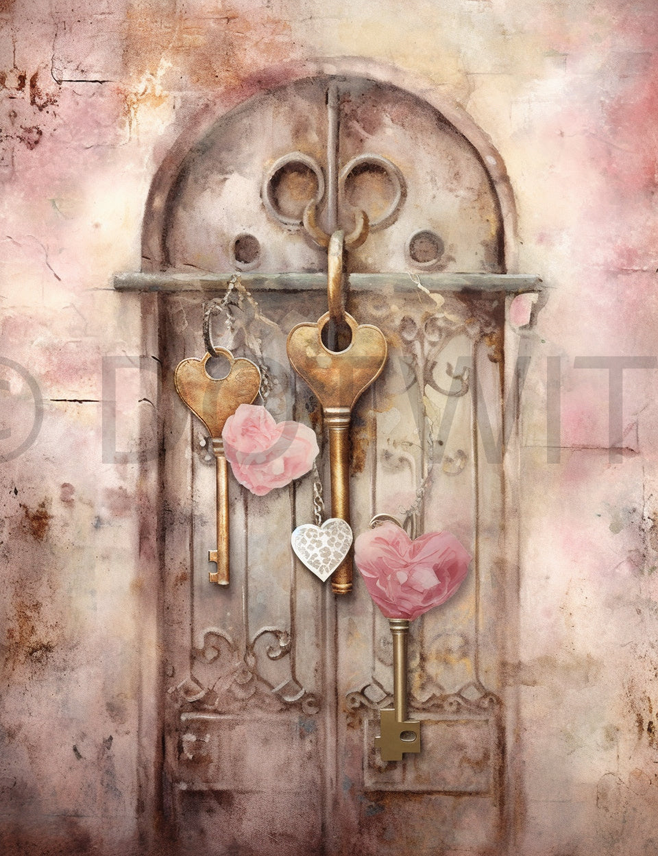 a cute key and heart Pink Coquette Junk Journal Pages
