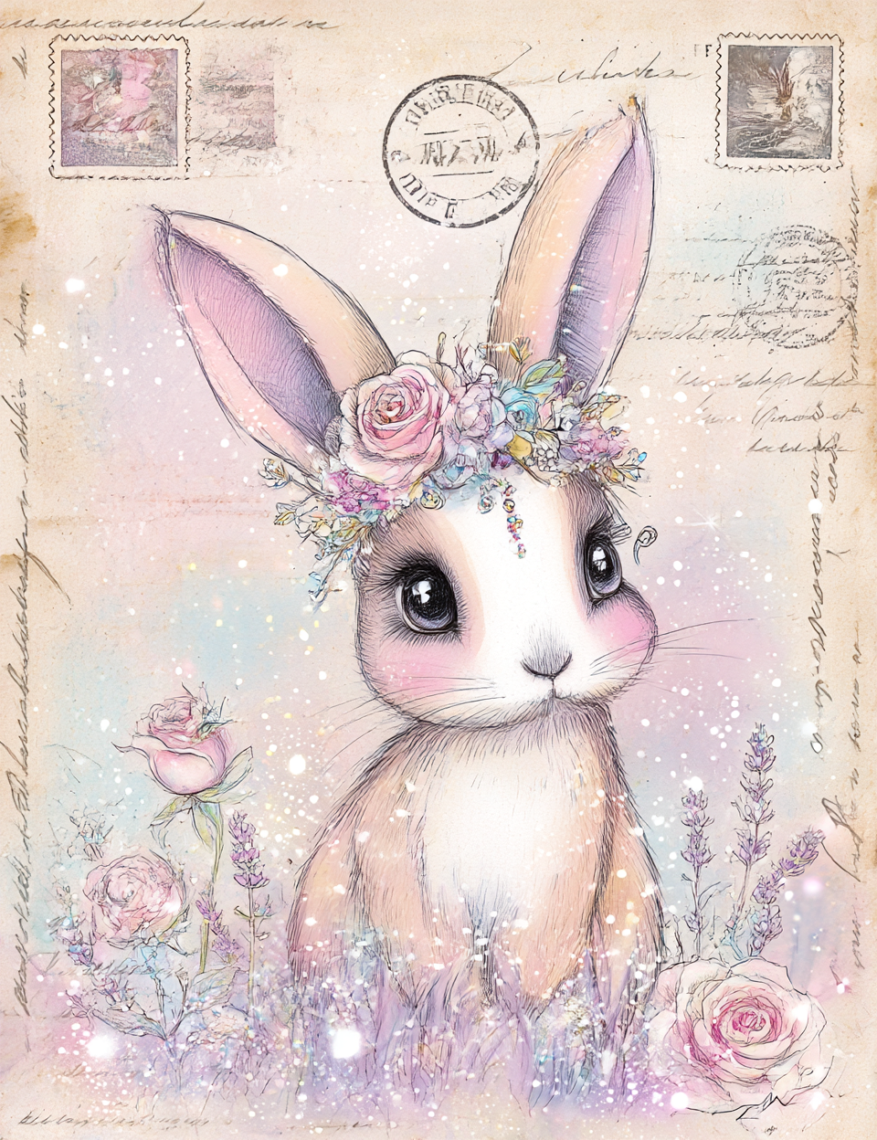 bunny Midjourney V 7 Prompts for Pink Fairytale Vintage Junk Journal