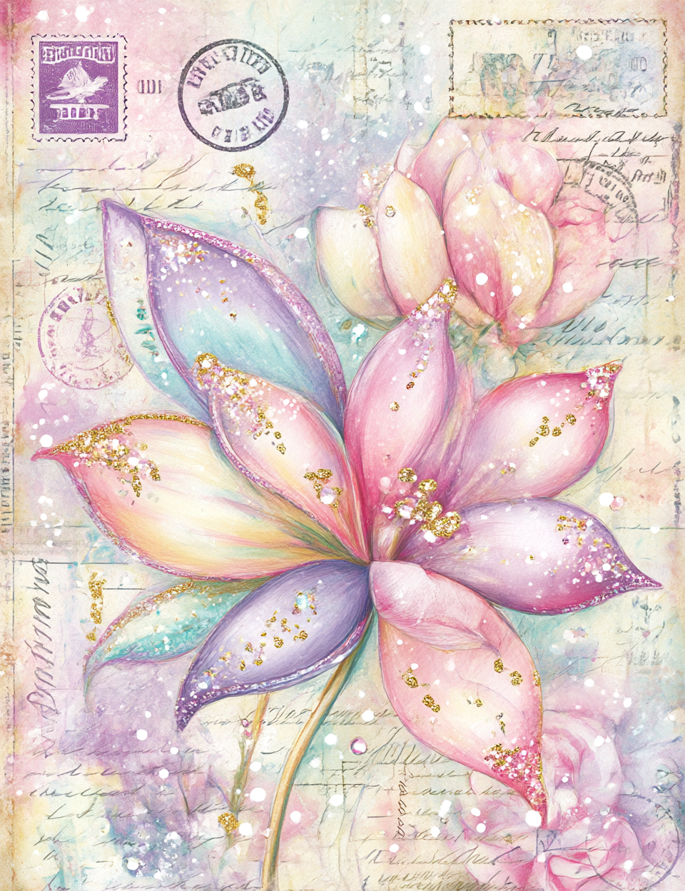 Midjourney V 7 Prompts for Pink Fairytale Vintage Junk Journal
