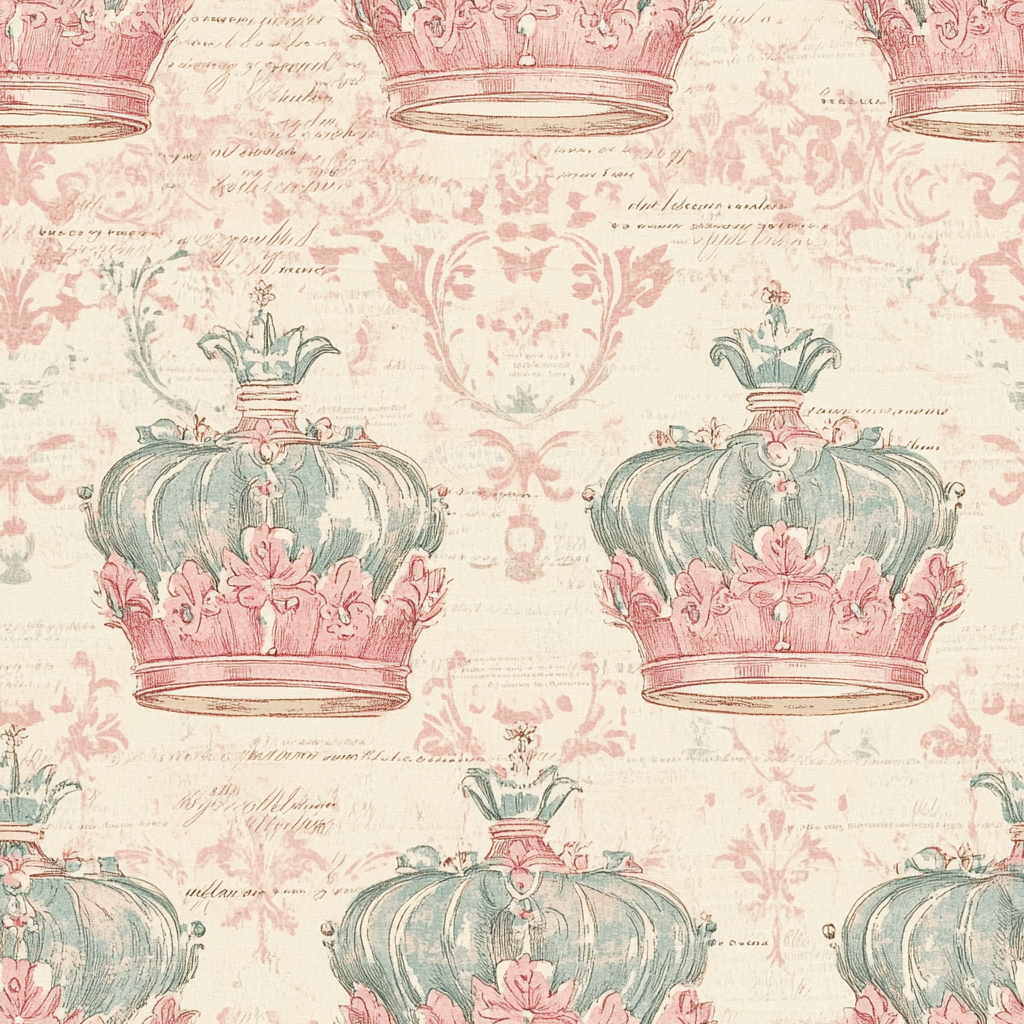 crowns Midjourney Prompts For Pink Shabby Floral Seamless Papers