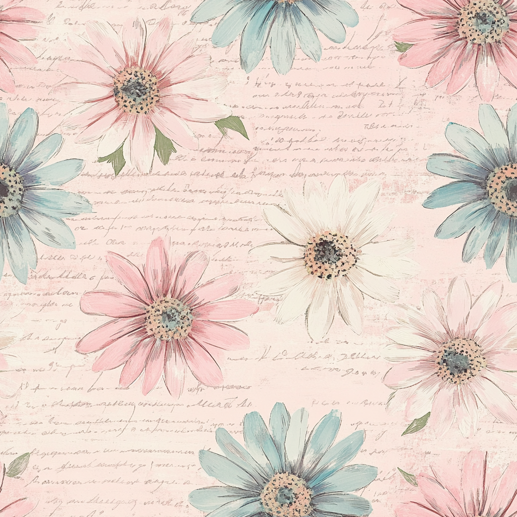 flowers Midjourney Prompts For Pink Shabby Floral Seamless Papers