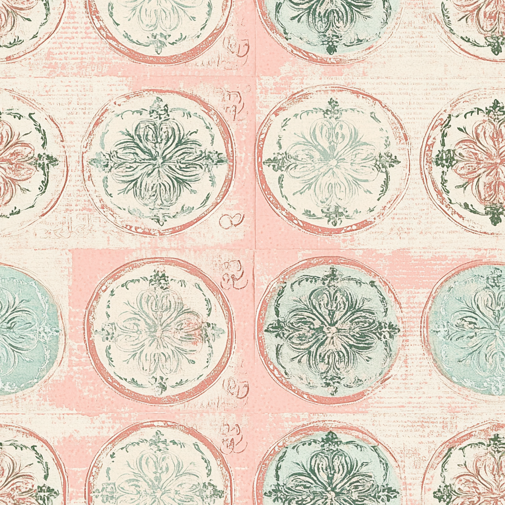 medallions Midjourney Prompts For Pink Shabby Floral Seamless Papers