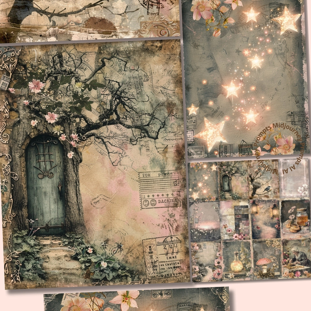 Midjourney Prompts For Pink Silver Vintage Scrapbooking Papers