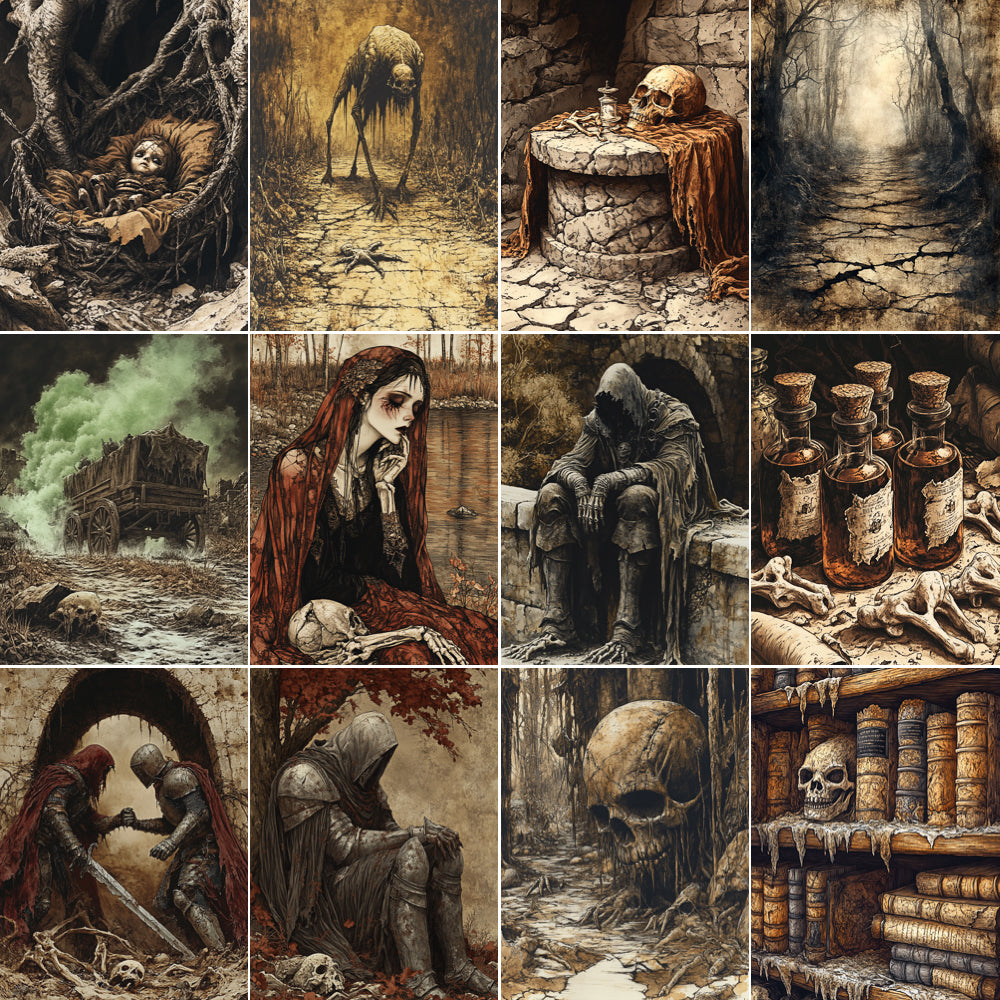 Midjourney v6 Prompts for Plagued Forest Fantasy Junk Journal Kit