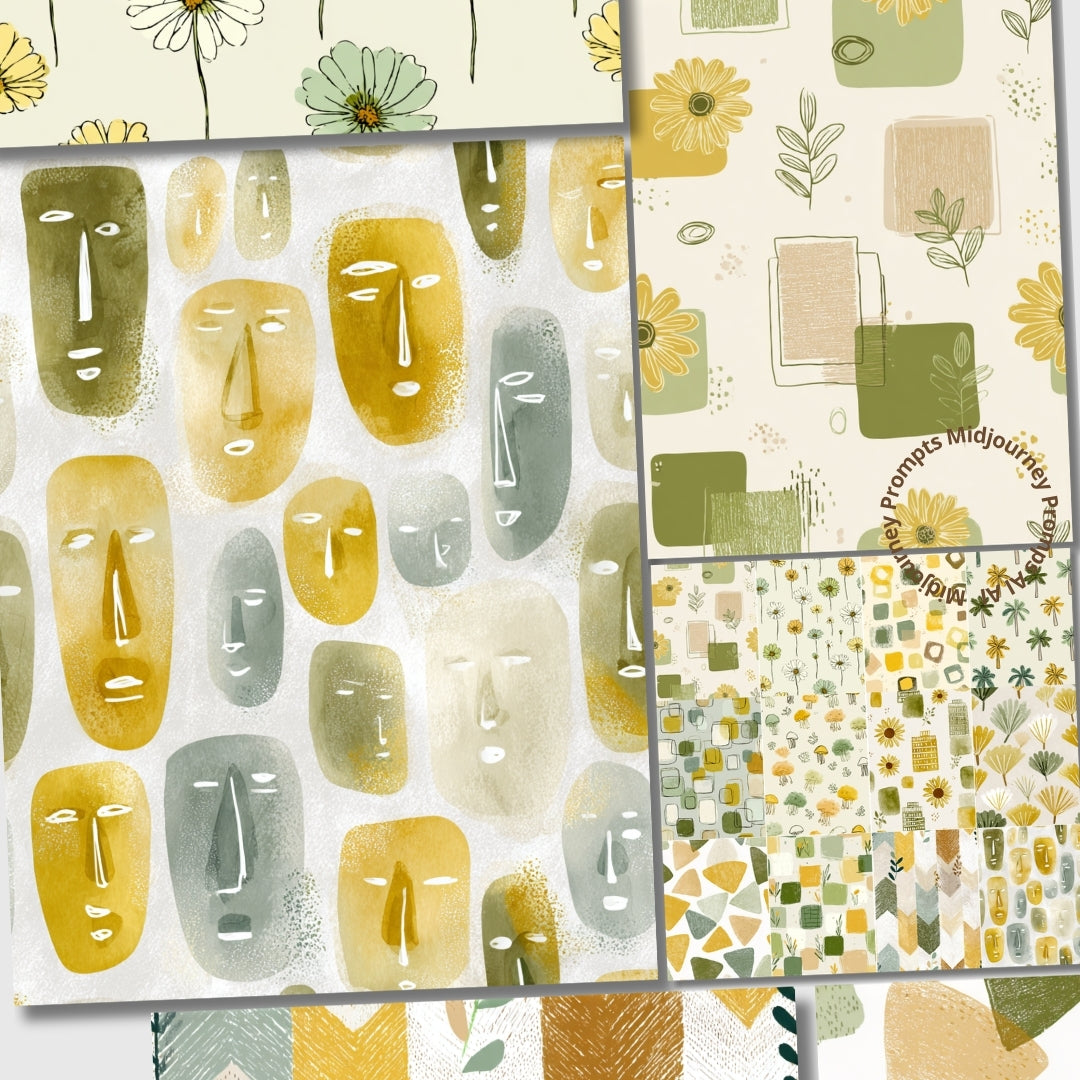 Midjourney V 7 Prompts for Playful Modern Seamless Patterns