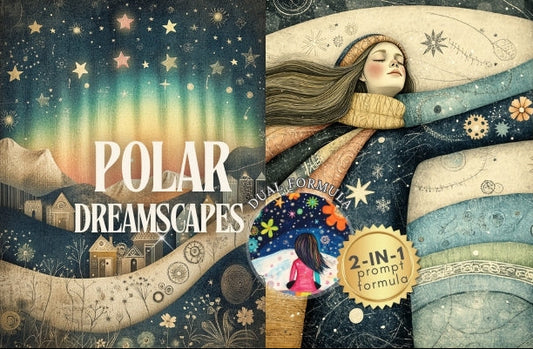 Midjourney V 6.1 Prompts for DUAL Mystic Polar Dreamscapes Illustrations
