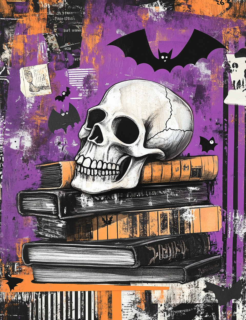 Midjourney Guide Prompts for Purple Halloween Mixed Media Collage