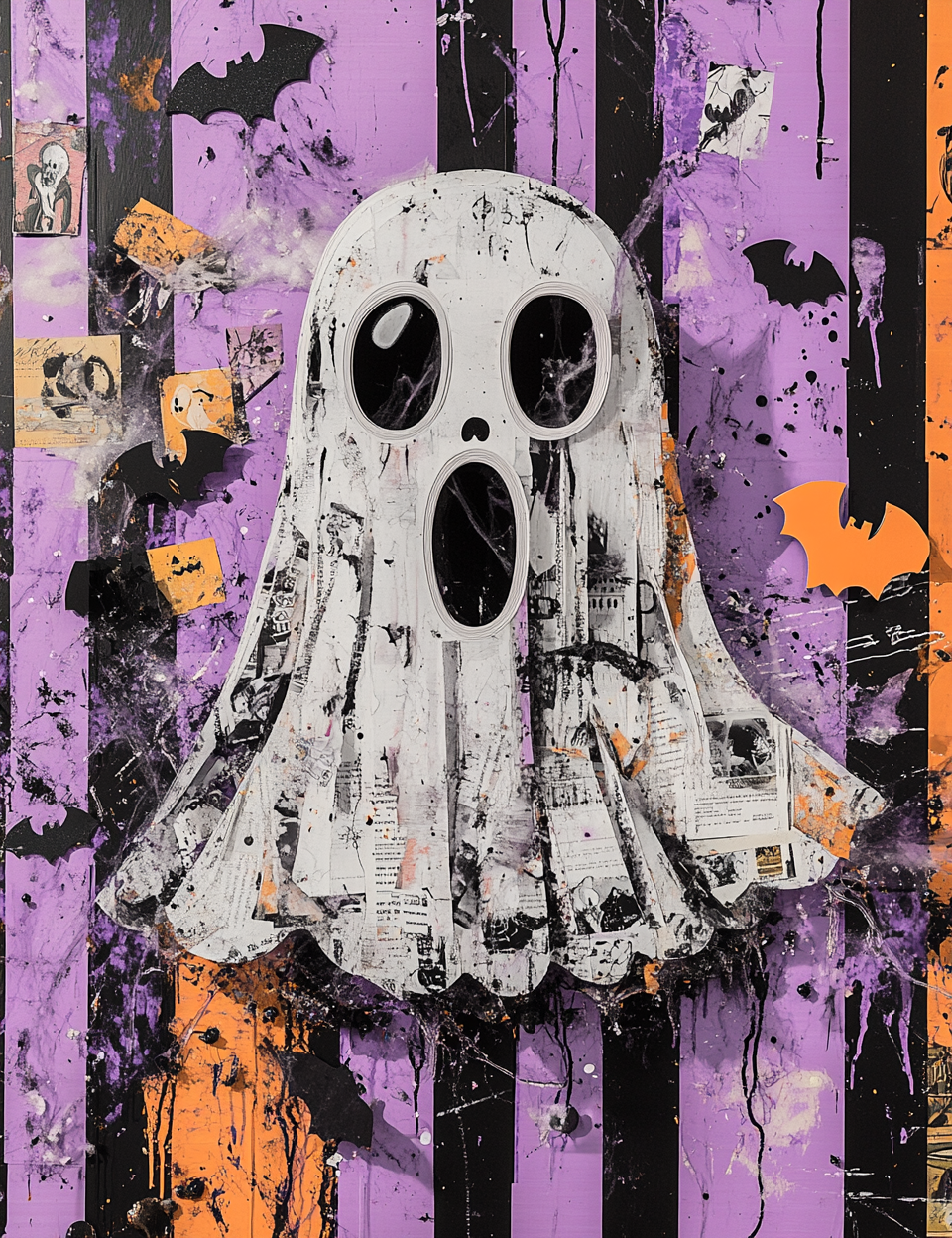 Midjourney Guide Prompts for Purple Halloween Mixed Media Collage