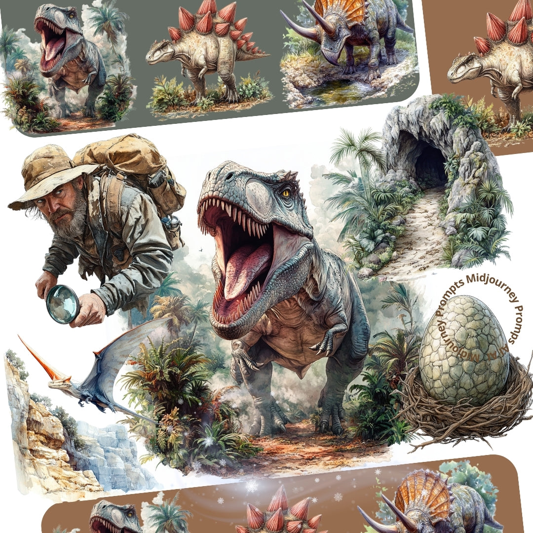 Midjourney Prompts for Prehistoric Jurassic Dinosaurs Worlds