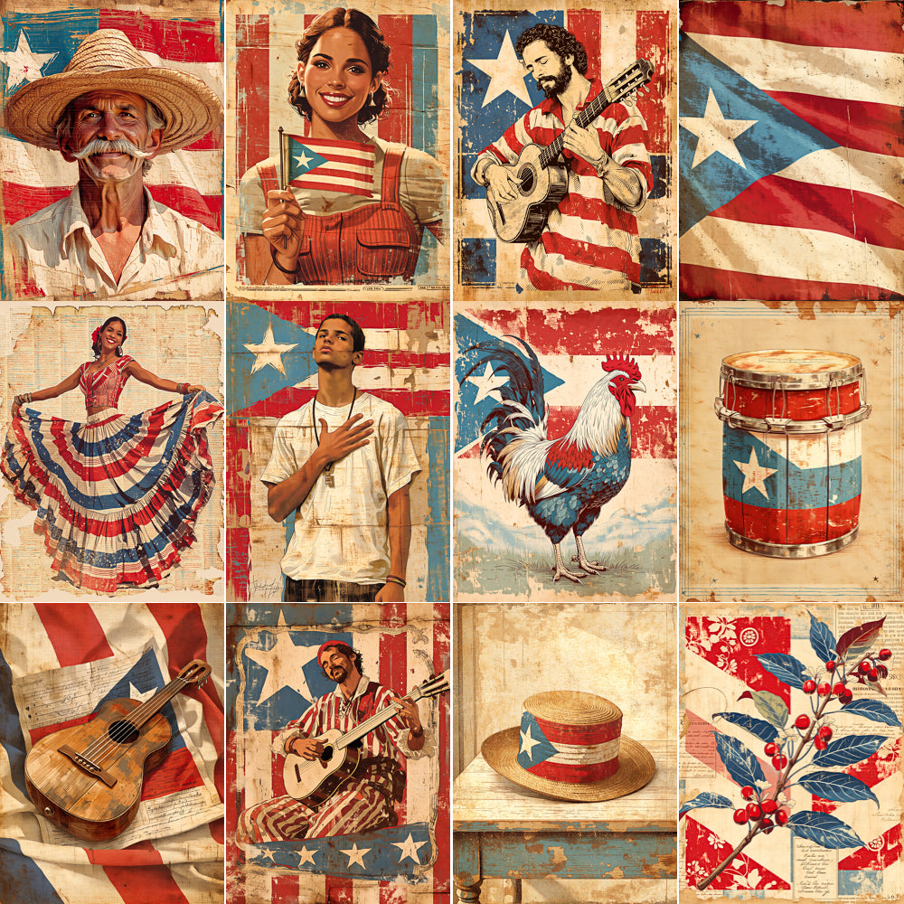 Midjourney V 6.1 Prompts for Puerto Rican Patriotic Art Pages