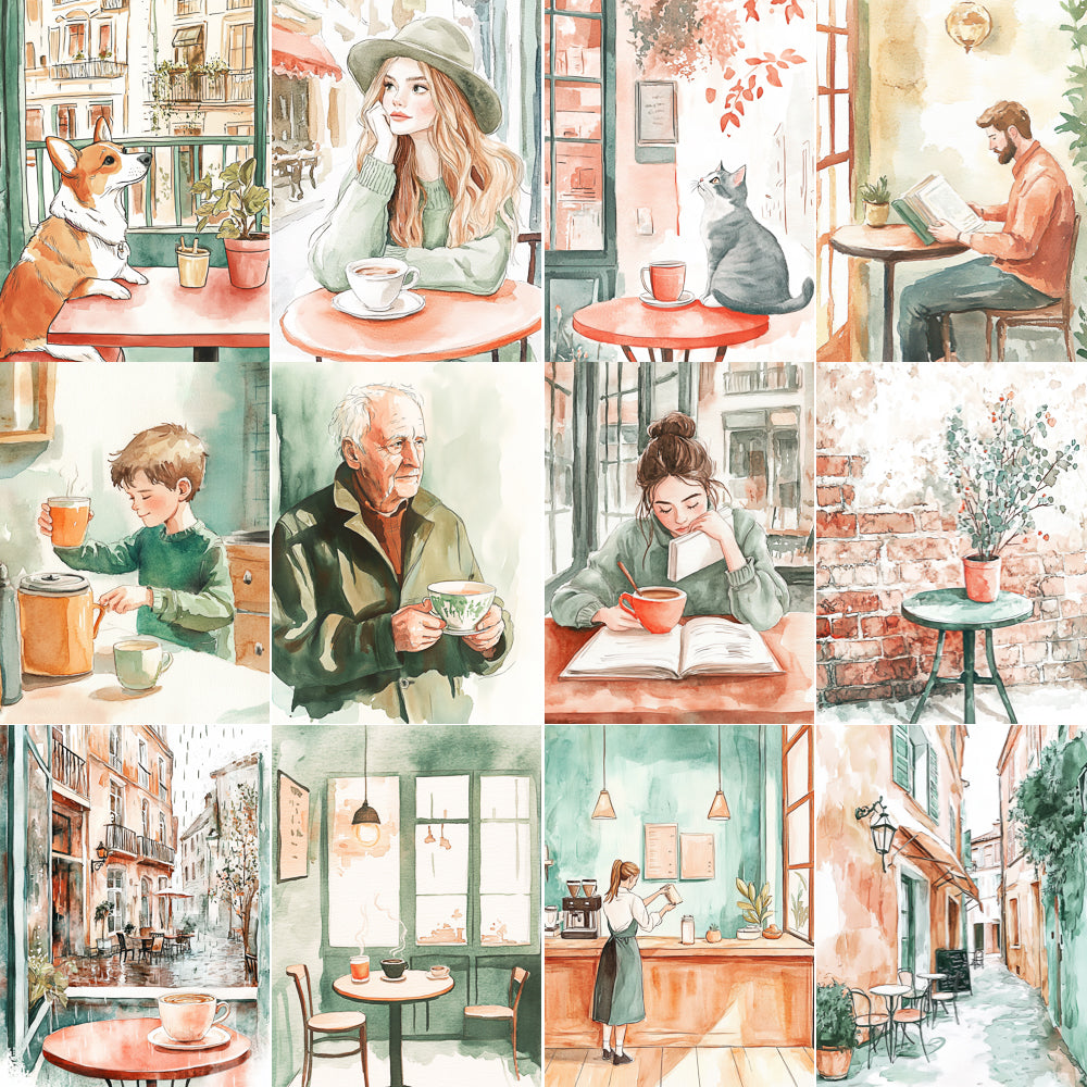 Midjourney V 6.1 Prompts for Quiet Cafe Moments Journal Pages