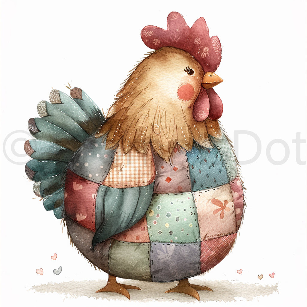 whimsical hen quirky animals clipart