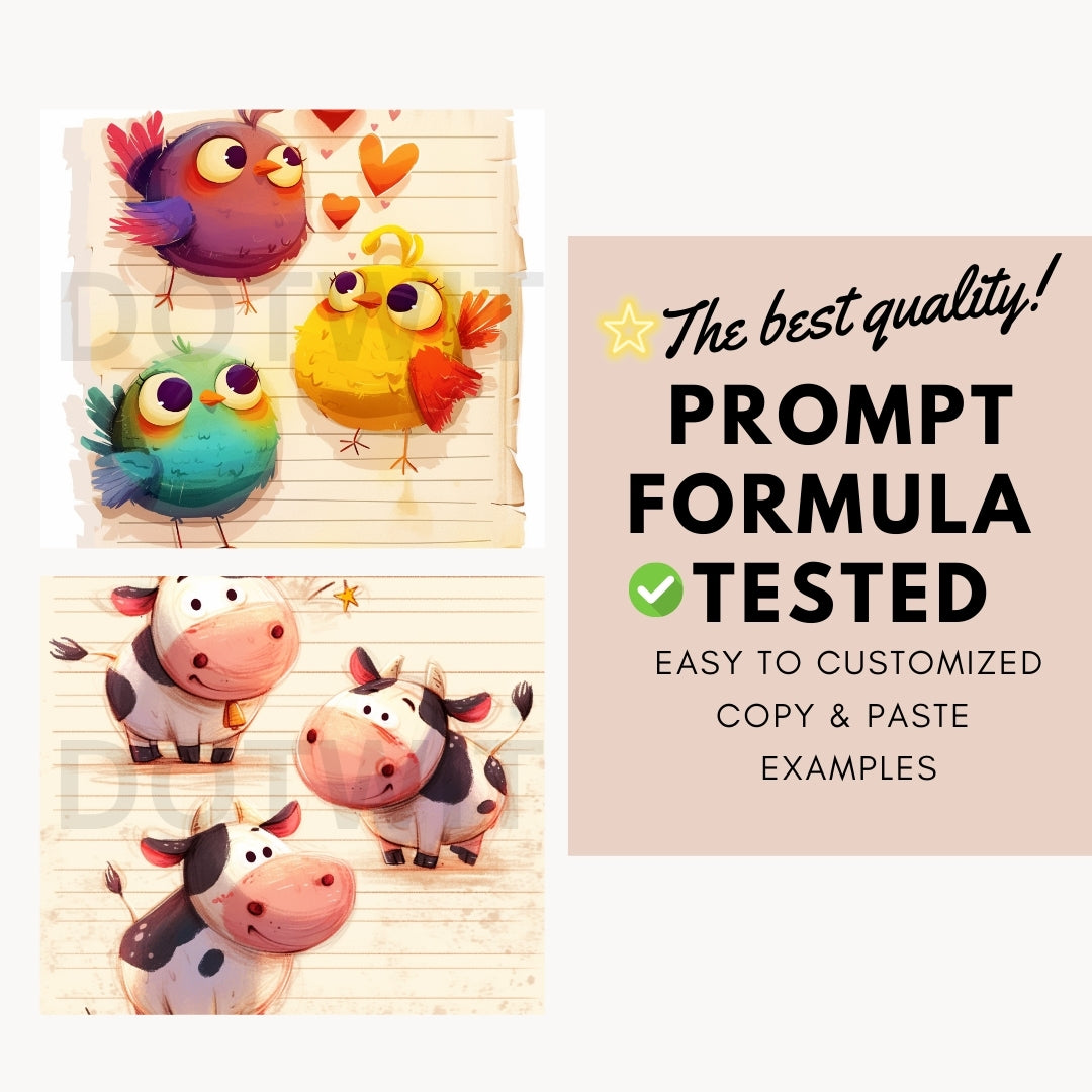 best prompt formula Quirky Animals Ephemera Junk Journal Midjourney Prompts