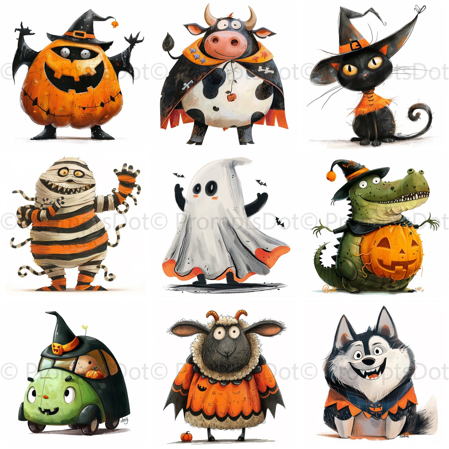 Quirky Animals Halloween Characters Midjourney Prompts