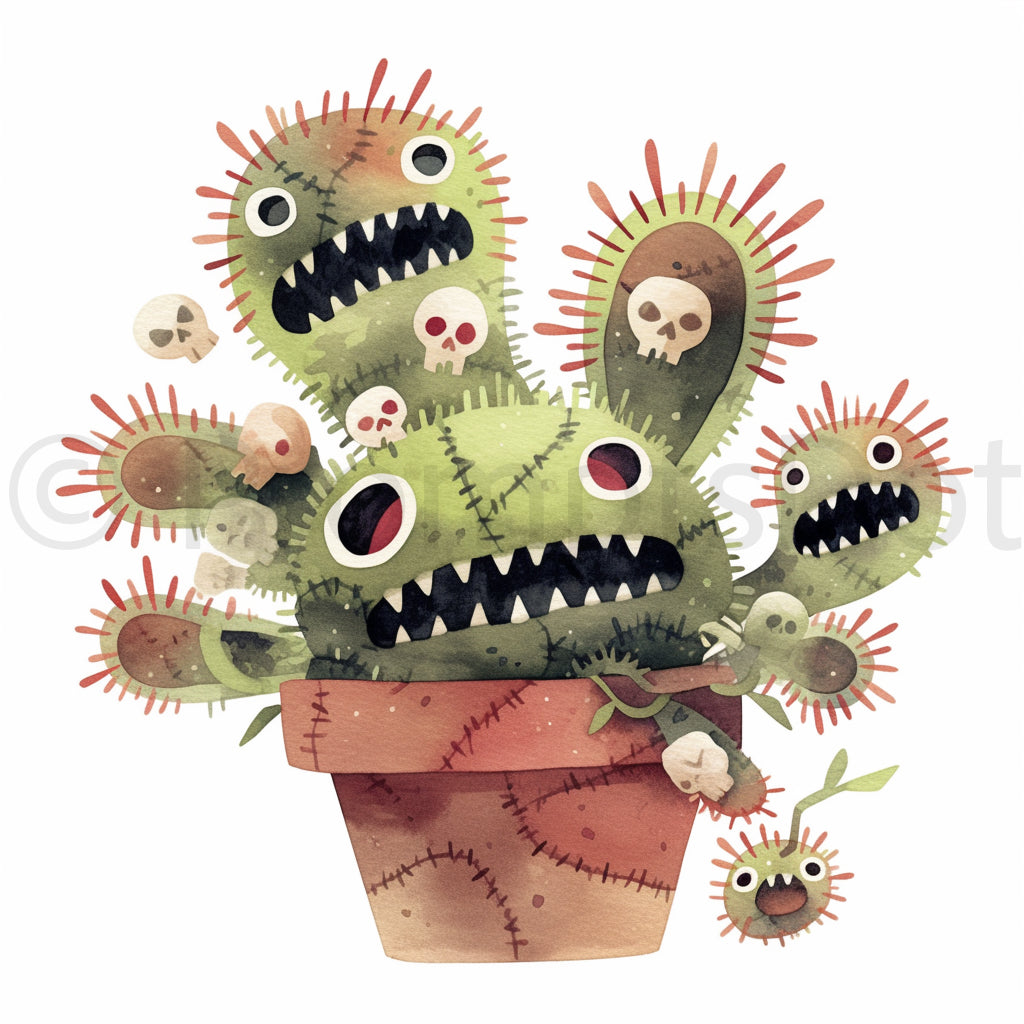 a plant Quirky Characters Halloween Skulls Midjourney Prompts