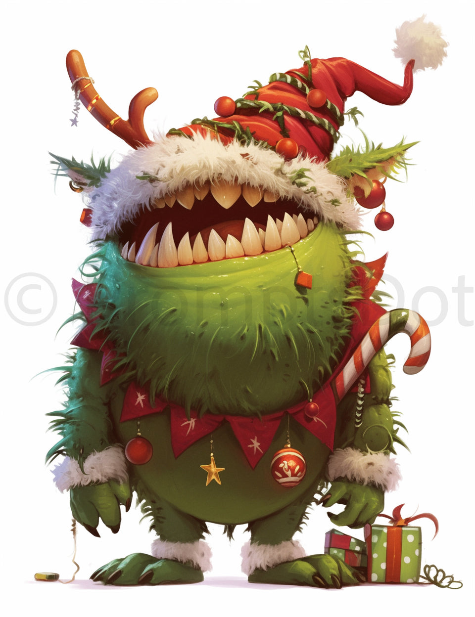 a monster Quirky Gothic Christmas 3D Characters Midjourney Prompts