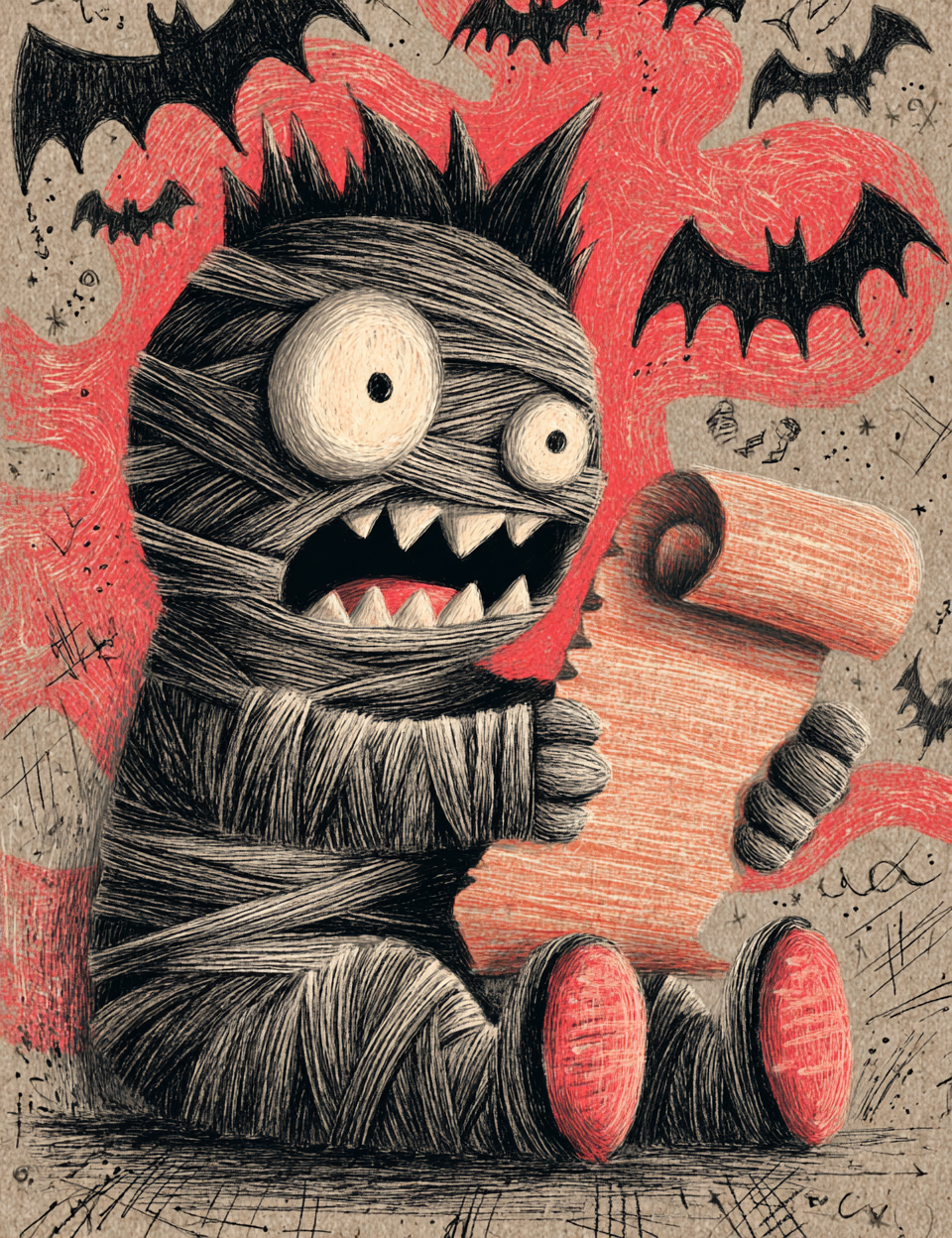 Midjourney V 7 Prompts for Red Halloween Spooky Monsters
