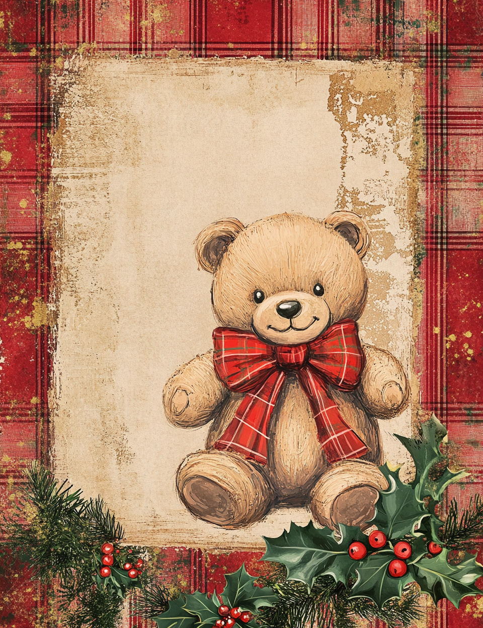 Midjourney Guide Prompts for Cozy Christmas Red Plaid Papers