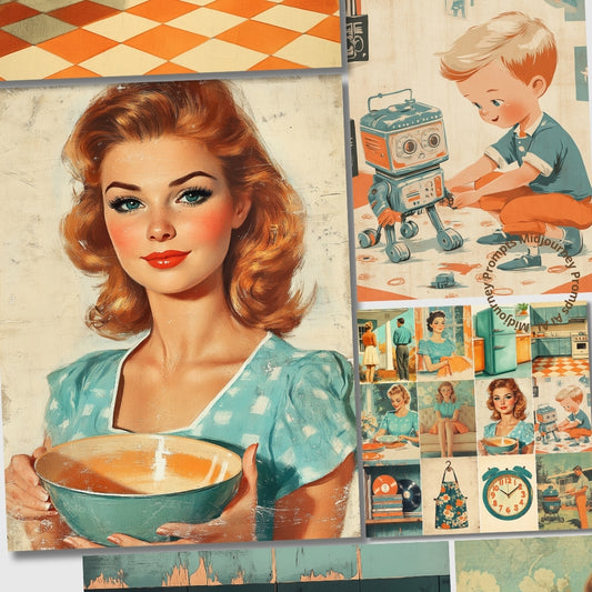 Midjourney V 6.1 Prompts for Retro Domestic Stories Junk Journal