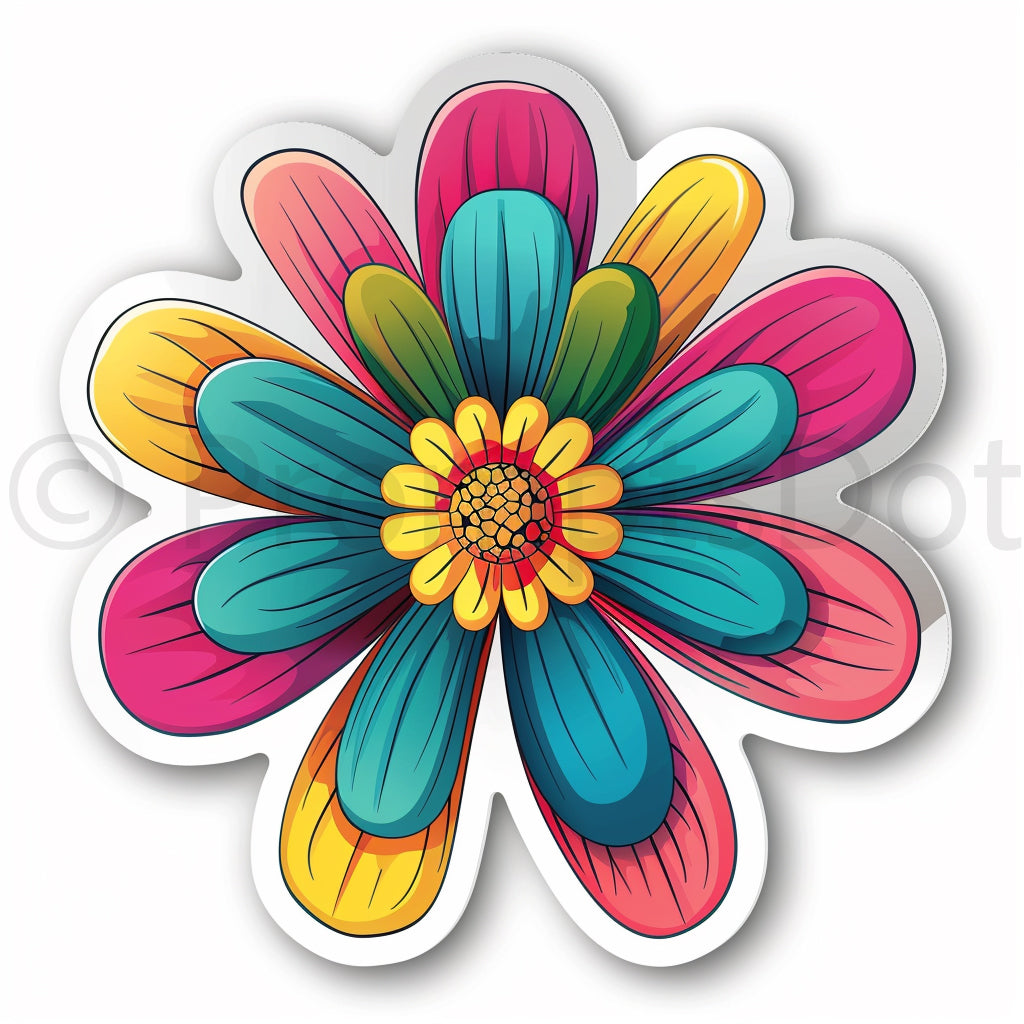 flower Retro Groovy Stickers