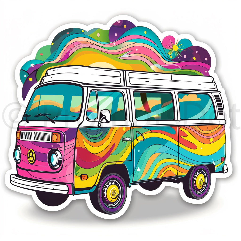 hippie van Retro Groovy Stickers