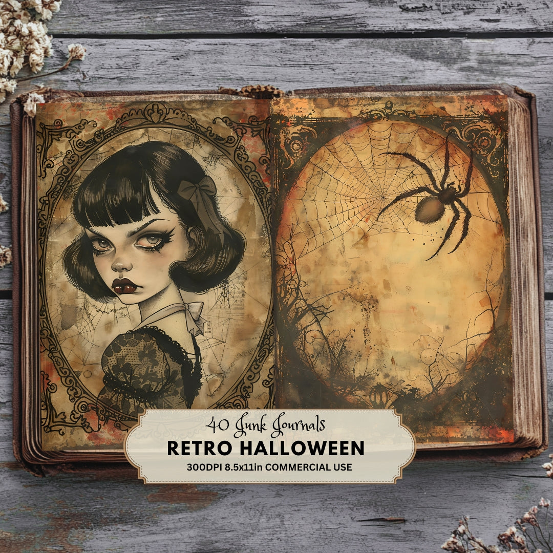 40 Retro Halloween Ephemera Junk Journals
