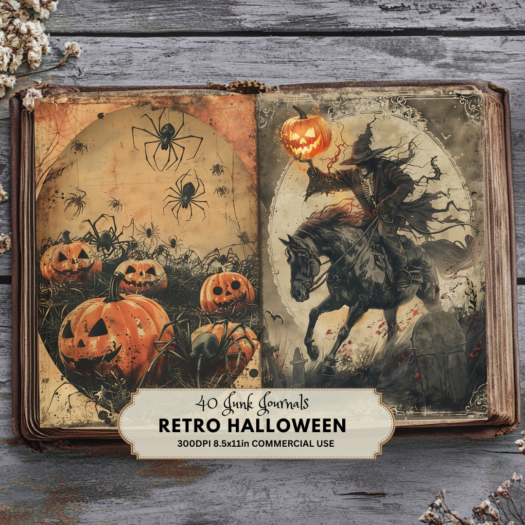 40 Retro Halloween Ephemera Junk Journals