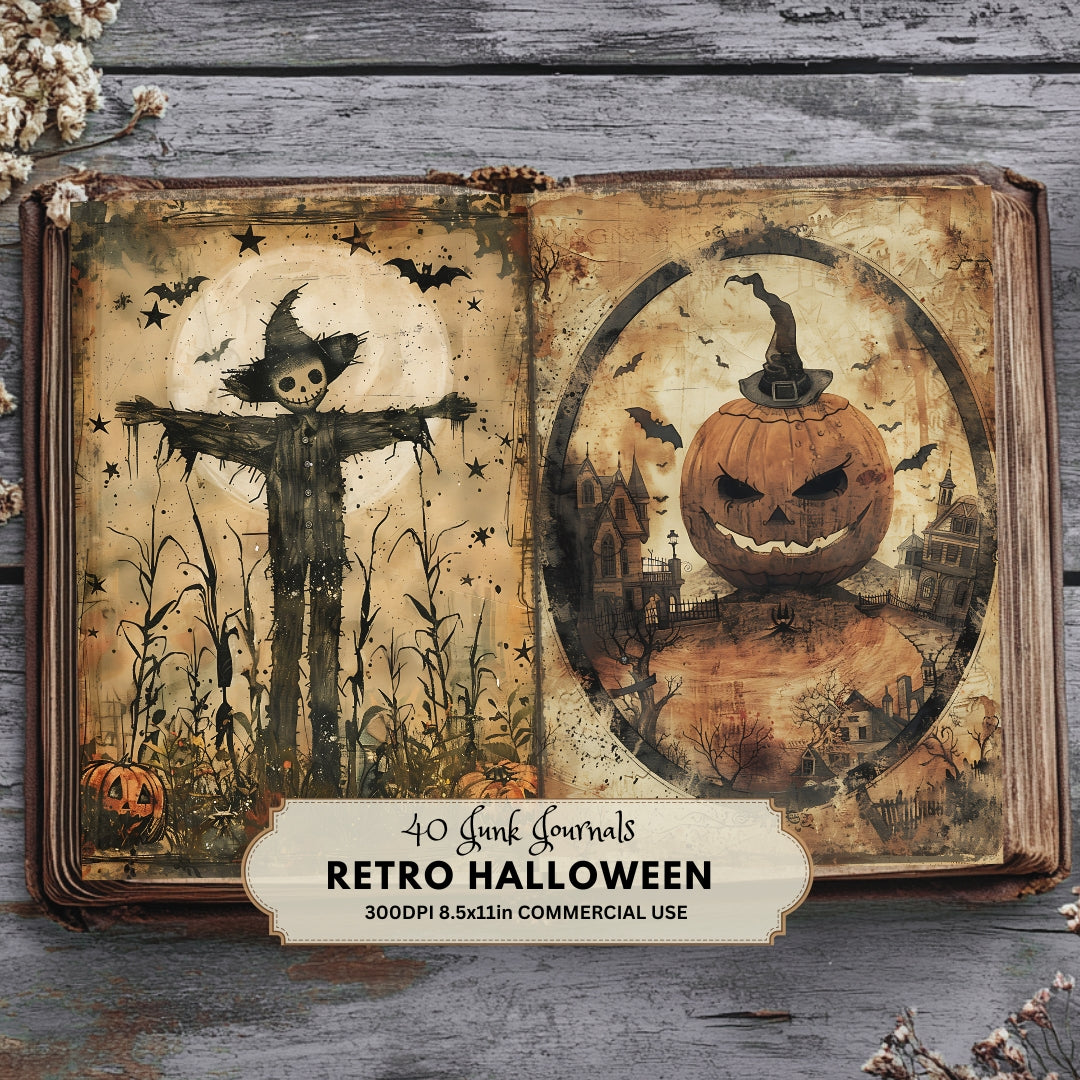 40 Retro Halloween Ephemera Junk Journals