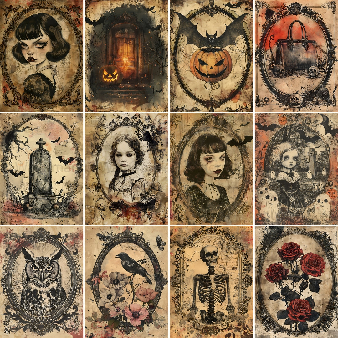 40 Retro Halloween Ephemera Junk Journals