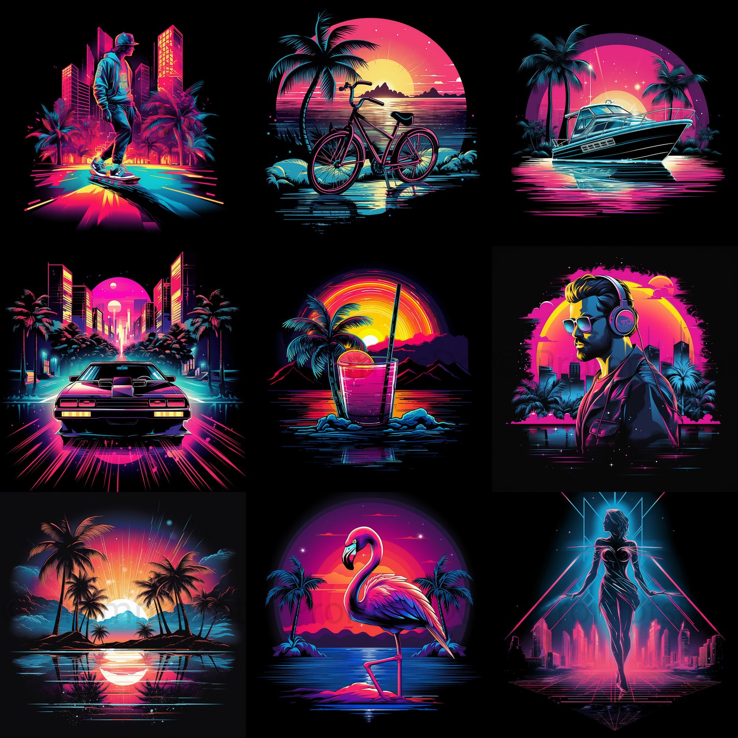 Midjourney Prompt Retro Tshirt Designs Summer Beach Vectors Commercial Use