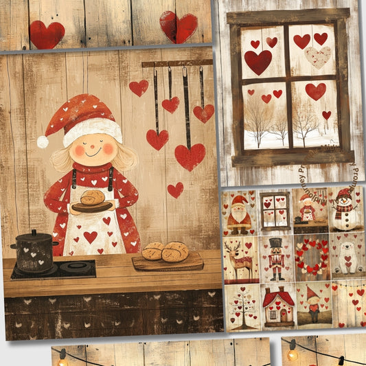 Midjourney Prompts for Rustic Romantic Christmas Papers