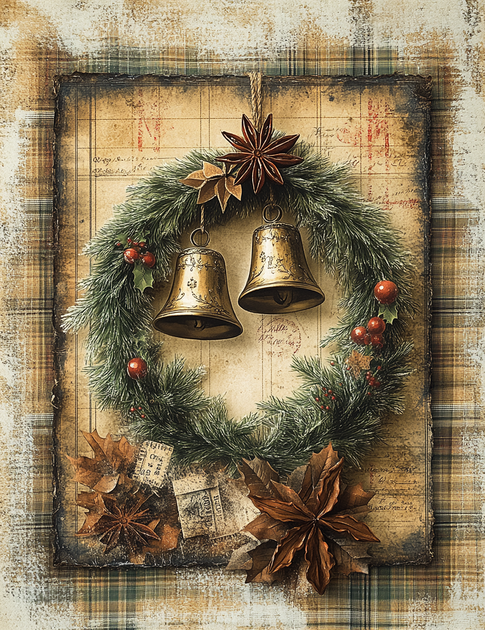 Midjourney Guide Prompts for Rustic Plaid Vintage Christmas Ephemera