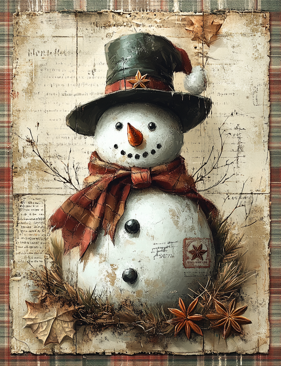 Midjourney Guide Prompts for Rustic Plaid Vintage Christmas Ephemera