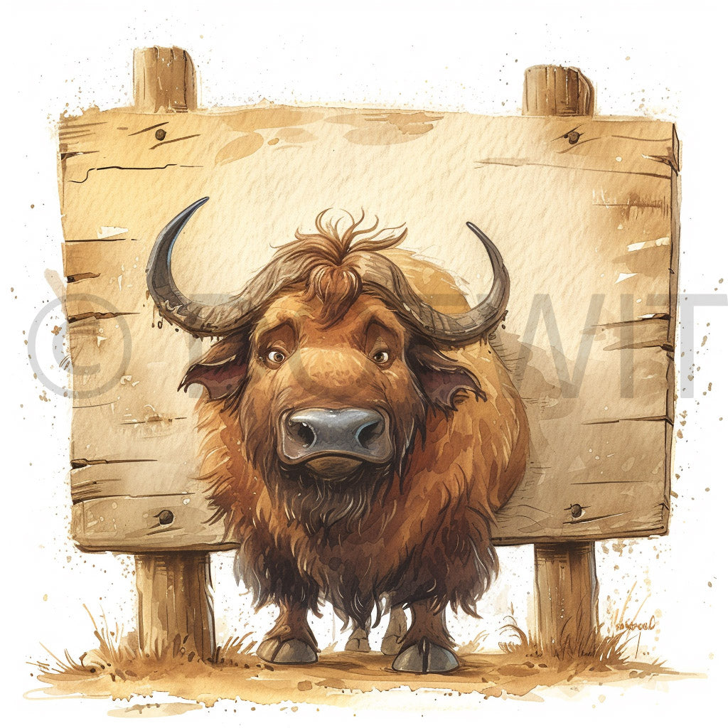 cute farmhouse rustic illustration of a bull